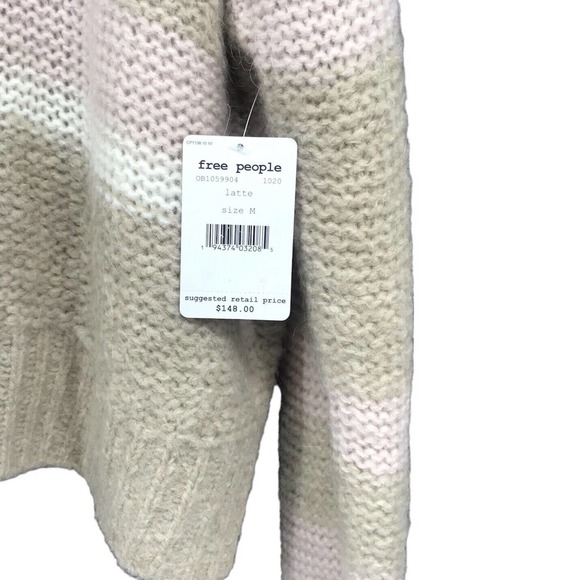 Free People Fine Time Stripe Latte Cardigan Beige & White - Picture 4 of 7